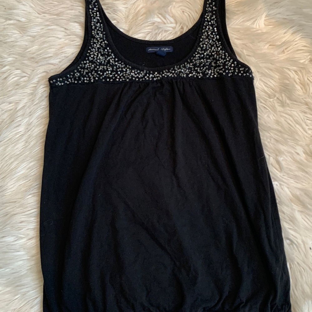 American eagle black beaded tank top